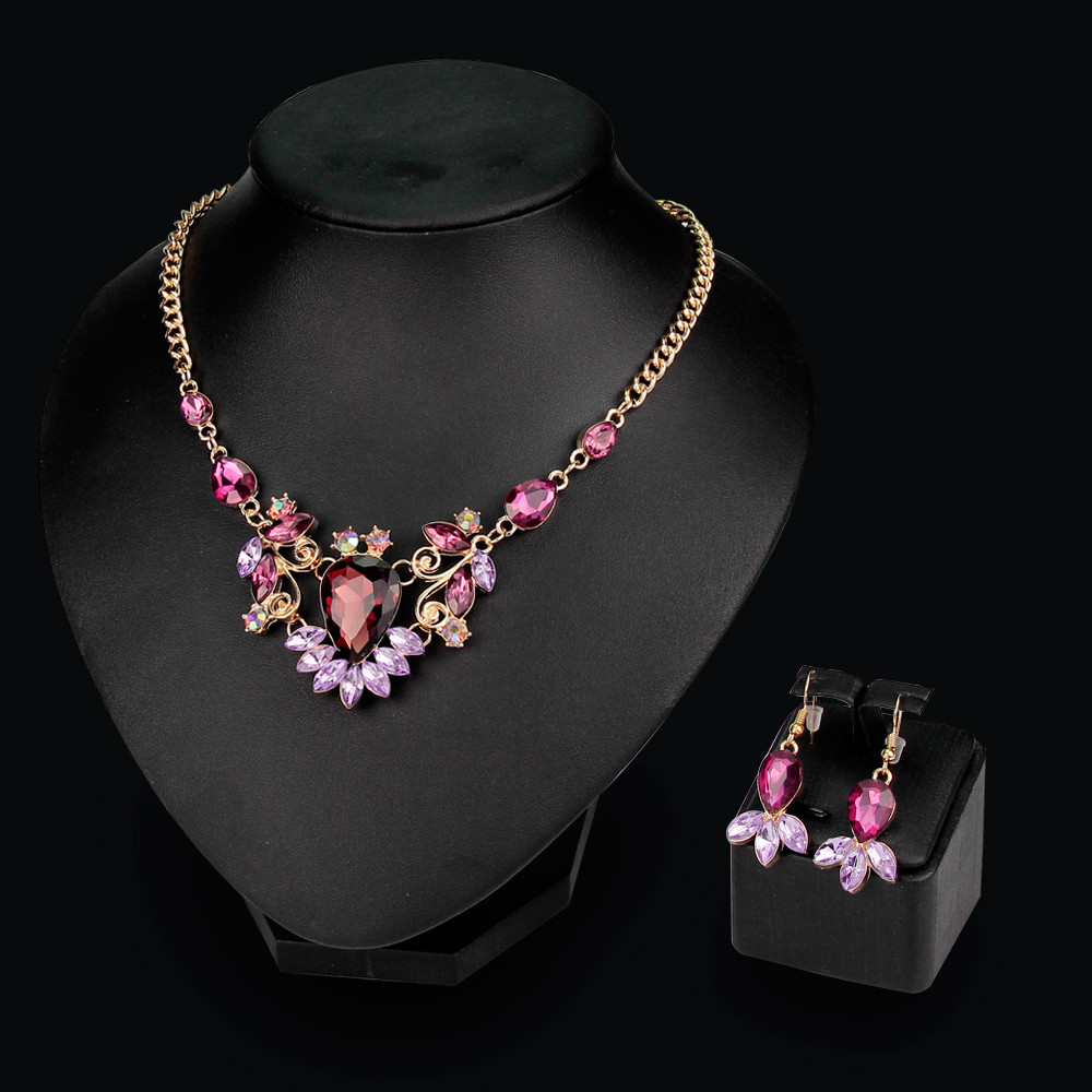 Bridal Party Jewelry Sets
 Fancy Wedding Party Bridal Crystal Heart Pendant Necklace