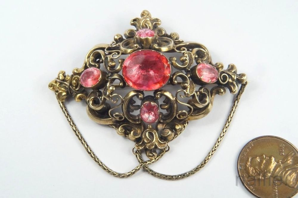 Brooches Antique
 ANTIQUE VICTORIAN PERIOD ENGLISH 15K GOLD PINK FOILED
