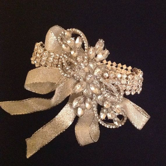Brooches Boutonniere
 Rhinestone Brooch Corsage by TheFlowerCo on Etsy