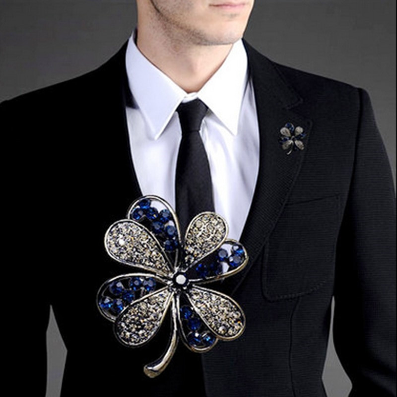 Brooches For Men
 New Blue Rhinestone Brooches For Men Suit Lapel Pin Shirt