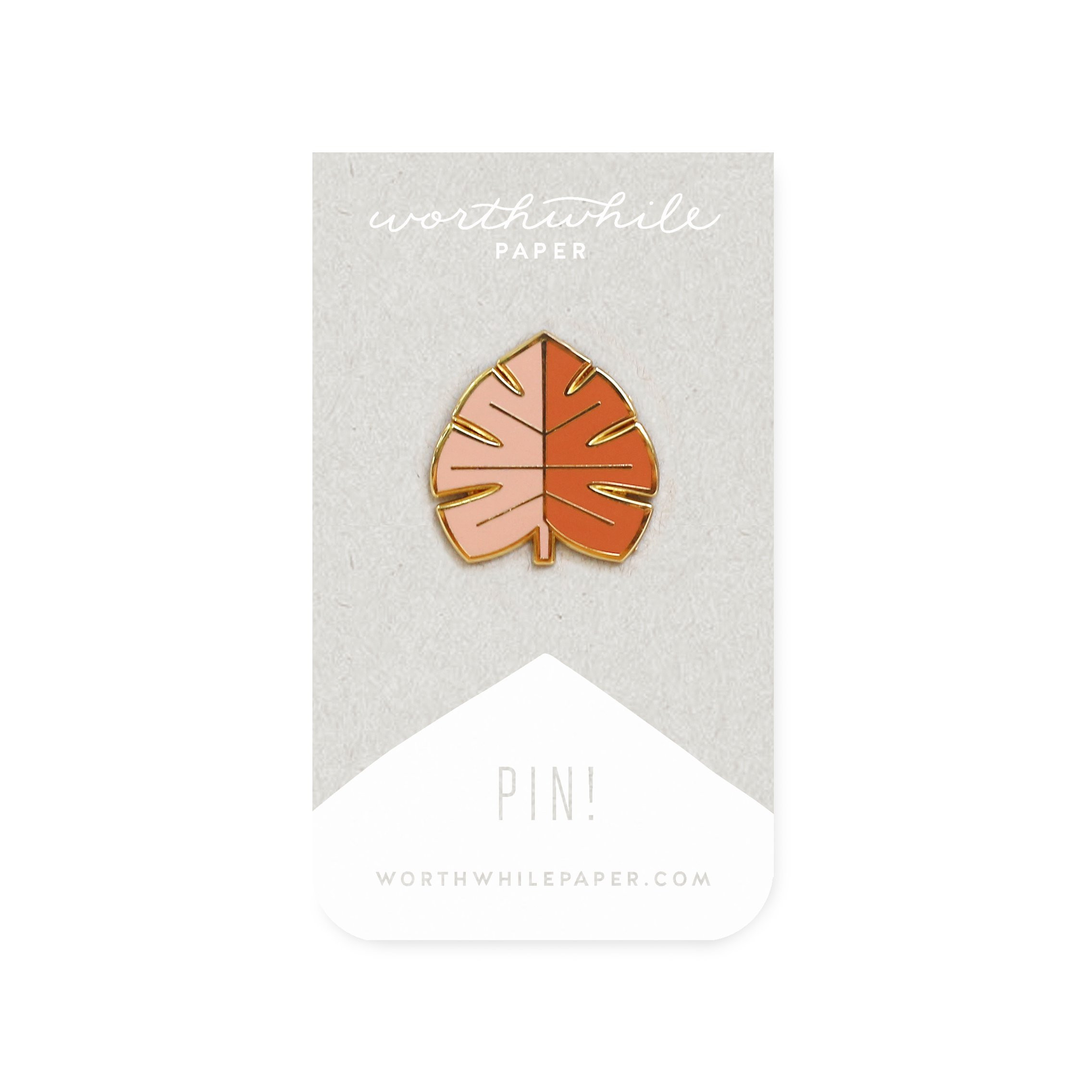 Brooches Minimal
 Minimal Blush & Orange Monstera Leaf Enamel Pin