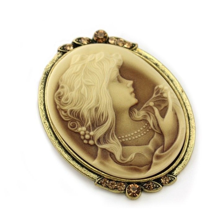 Brooches Style
 Antique Vintage Style Brown CAMEO Brooch Pin Pendant