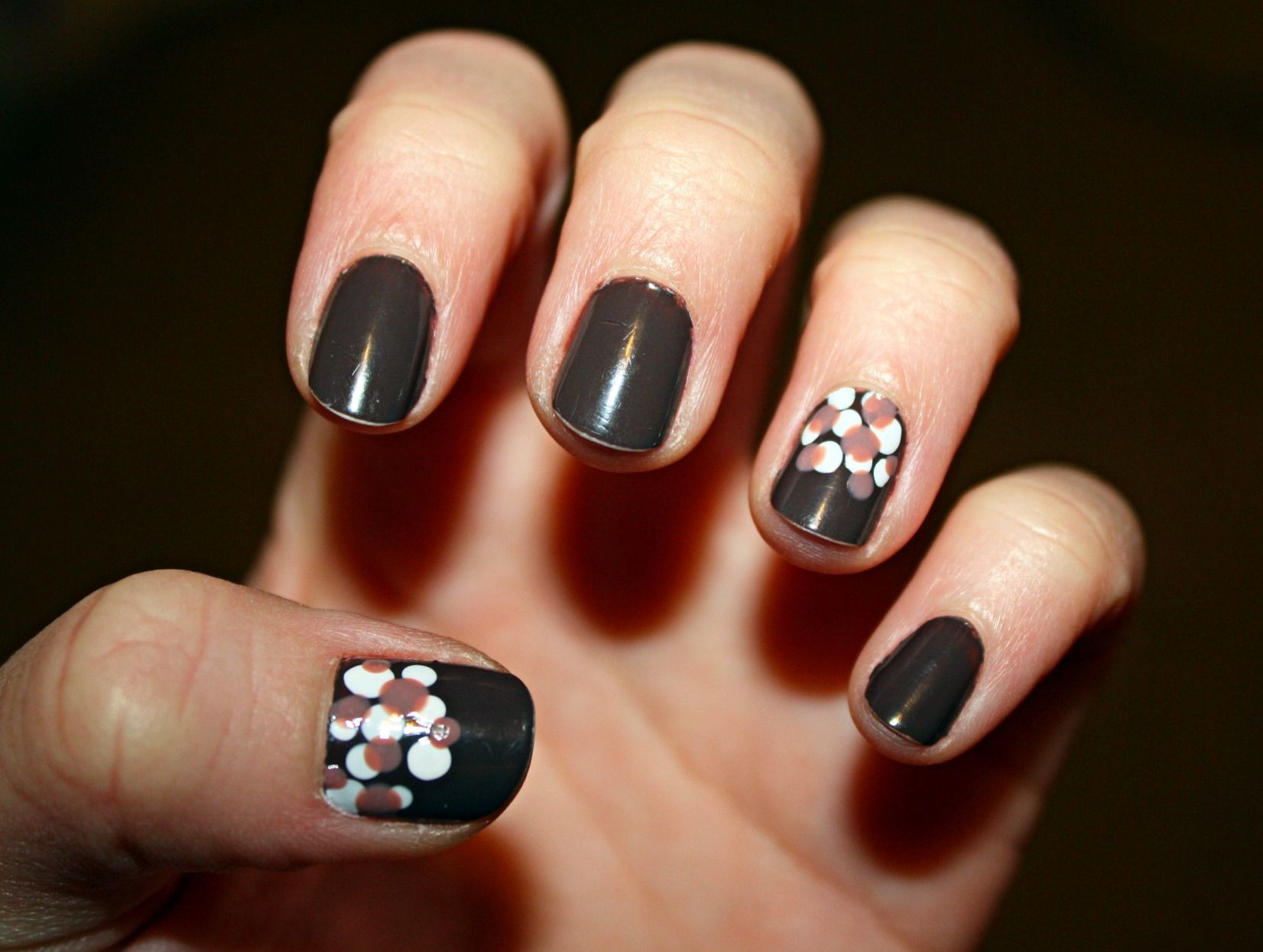 Brown And Pink Nail Designs
 brown white and pink dot nails nail art