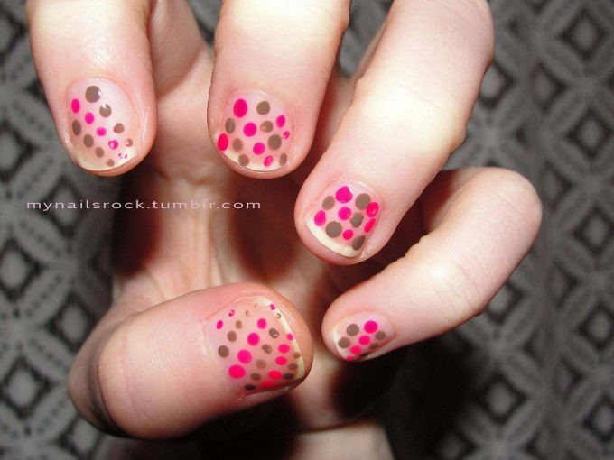Brown And Pink Nail Designs
 25 Lovely and Vintage Polka Dot Nail Art Designs