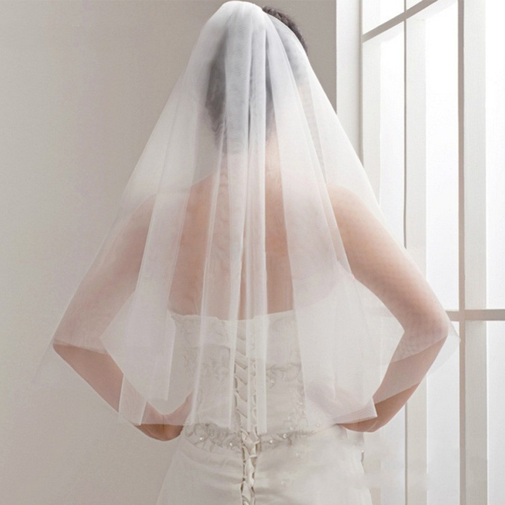 Budget Wedding Veils
 2019 Simple Short Tulle Wedding Veils Cheap White Ivory