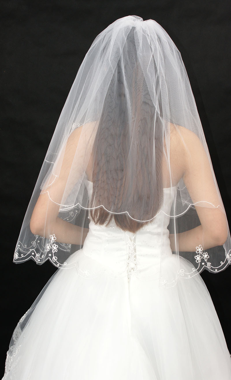 Budget Wedding Veils
 QC34 Velos Novia Boda Cheap White Ivory Wedding Veil With