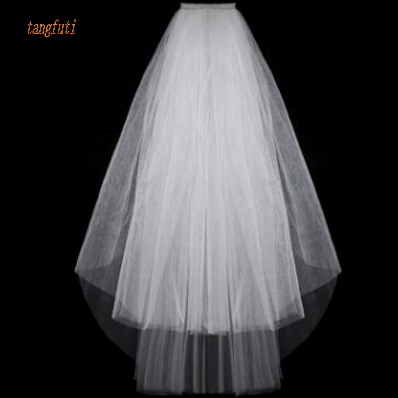 Budget Wedding Veils
 Simple Short Tulle Wedding Veils Cheap 2016 White Ivory