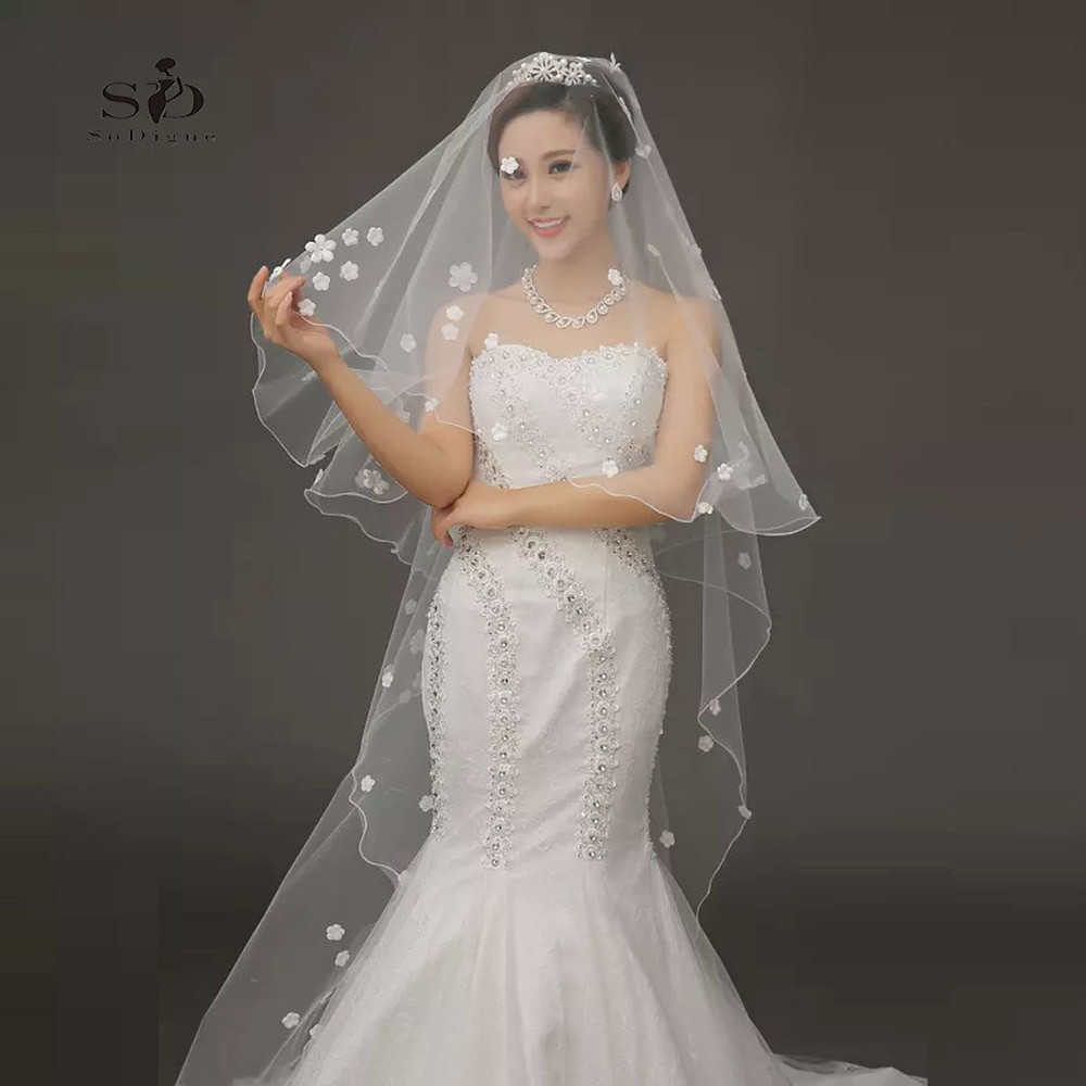 Budget Wedding Veils
 Wedding Veil Flowes 2 5meter Elegant Luxury Long Wedding