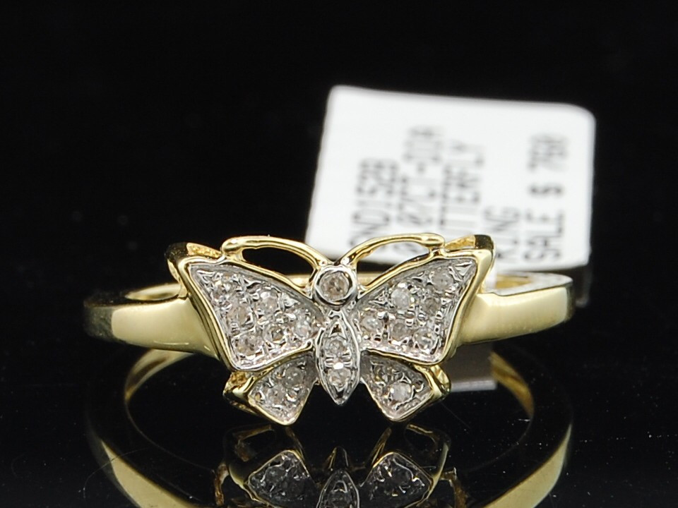 Butterfly Wedding Ring
 La s 10K Yellow Gold Butterfly Diamond Engagement Ring