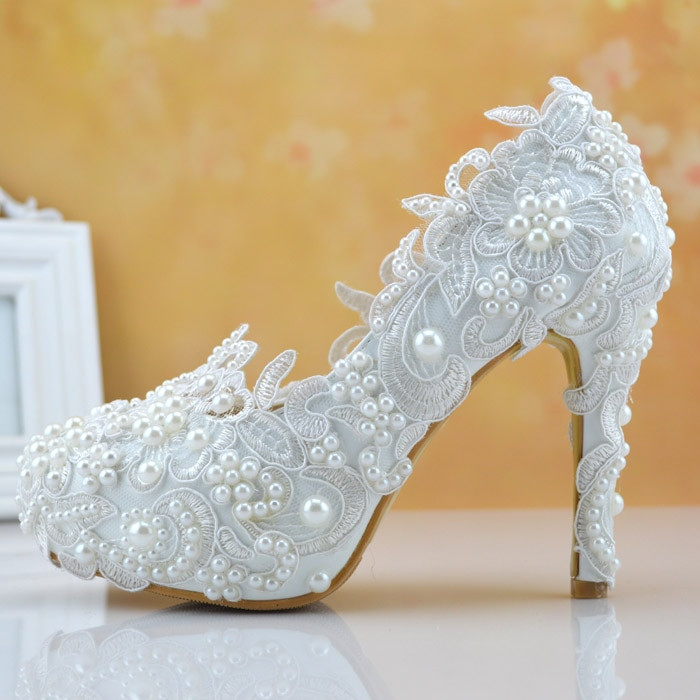 Buy Wedding Shoes
 Aliexpress Buy white color lace and pearl women