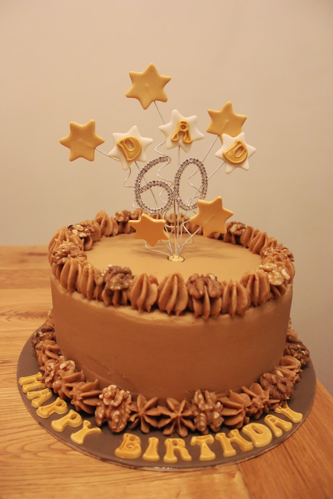 Cake For Birthday
 Coffee & Walnut 60th Birthday Cake
