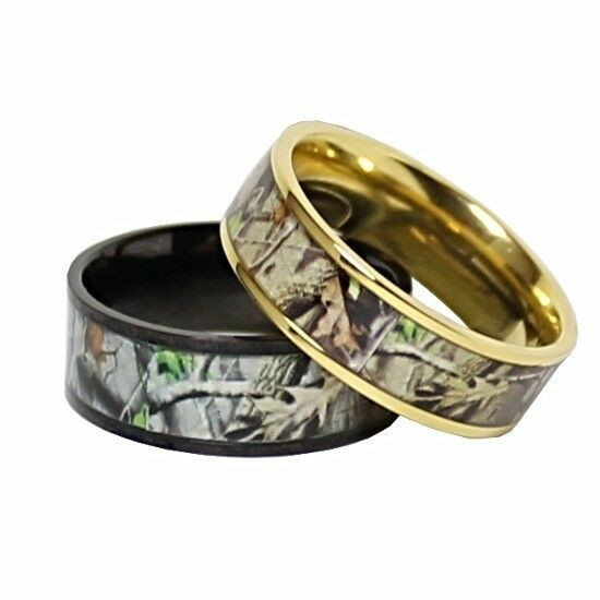 Camo Wedding Rings Sets
 TITANIUM His & Hers REAL OAK Camo Wedding Rings Camouflage