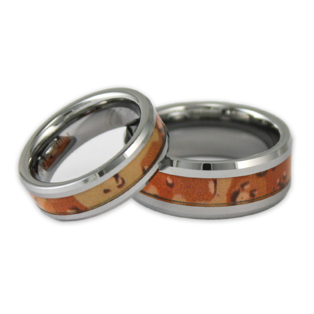 Camouflage Wedding Ring Sets
 His and Hers Desert Camo Tungsten Ring Set Camouflage