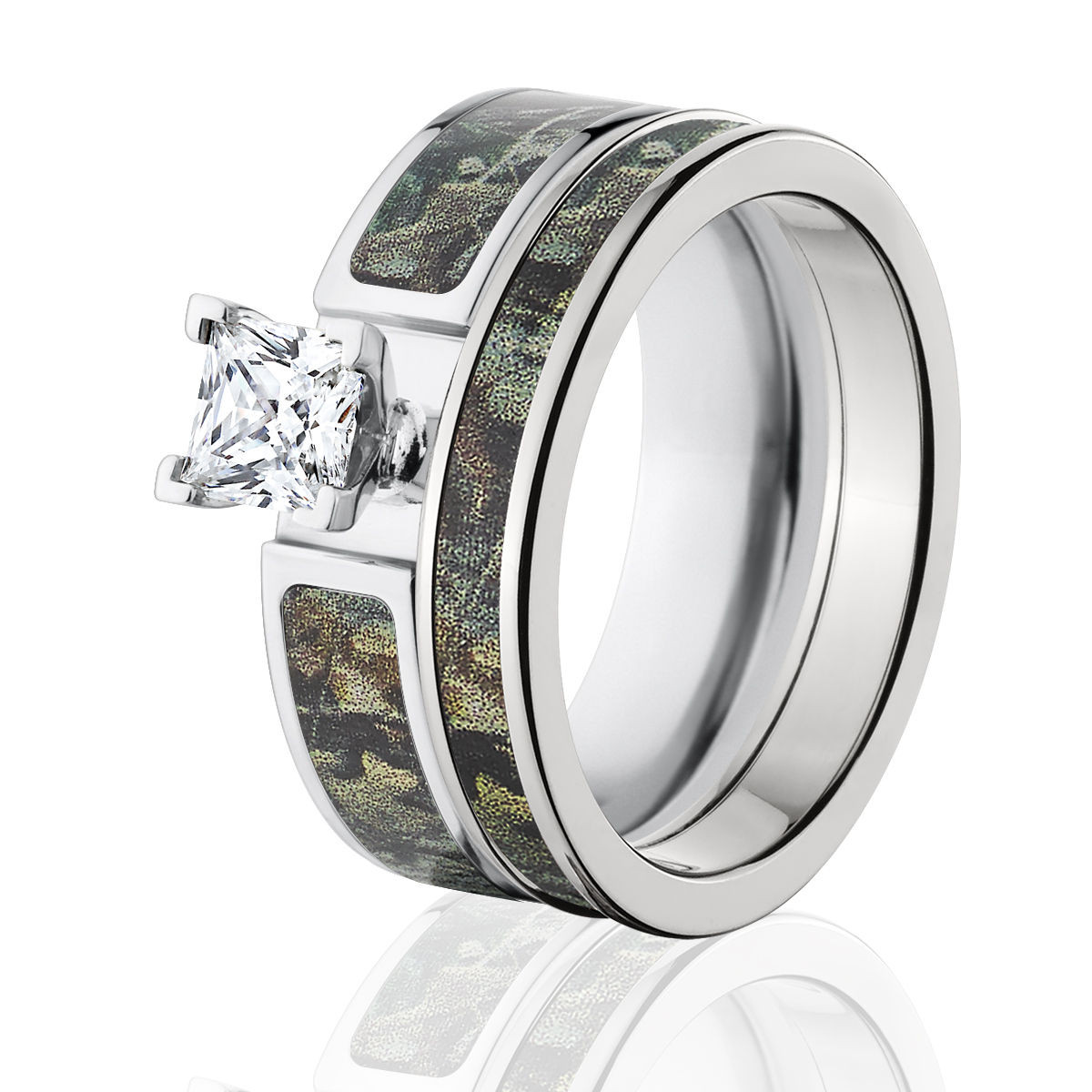Camouflage Wedding Ring Sets
 Timber Camo Bridal Set Womens Camouflage Wedding Ring Set