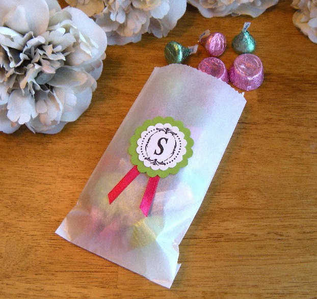 Candy Bar Wedding Favors
 100 Custom Stamped Initial Wedding Favor Bags Perfect for a