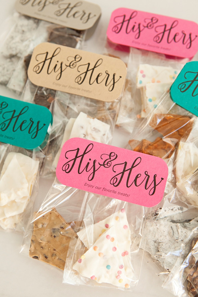 Candy For Wedding Favors
 Check Out These DIY His & Hers Chocolate Bark Favors