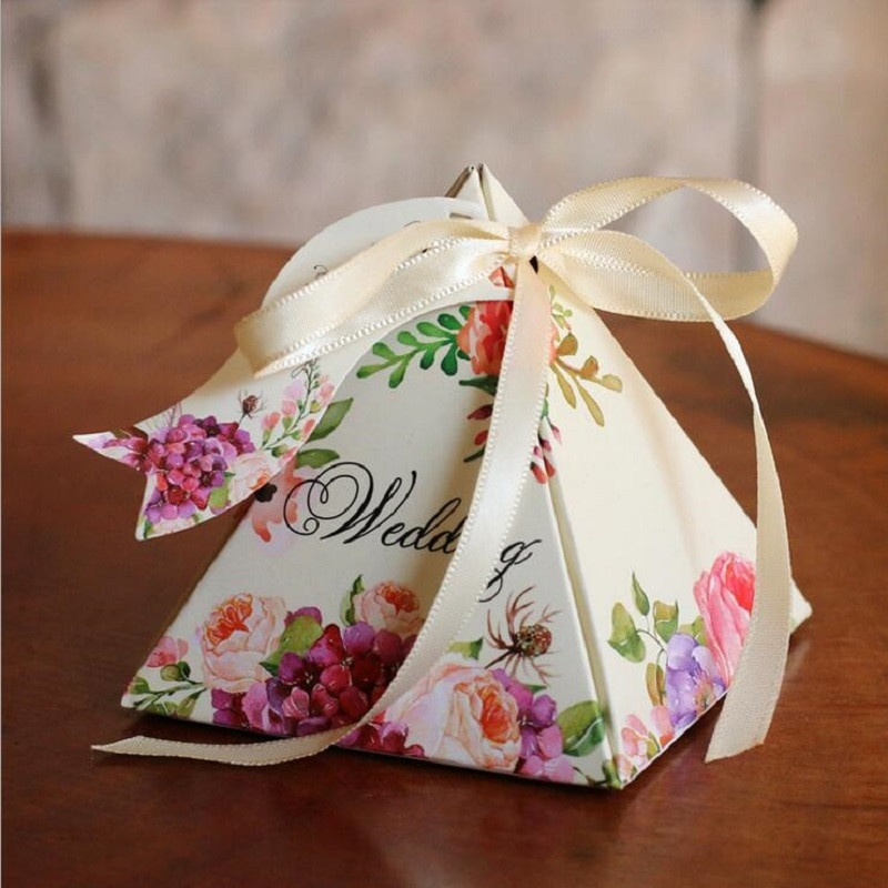 Candy For Wedding Favors
 Wedding Decorations Candy Box Floral Candy Box With Ribbon
