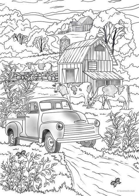 Car Coloring Books For Adults
 Country Car Printable Adult Coloring Page from Favoreads