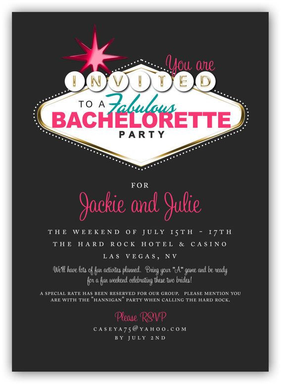 Casino Bachelorette Party Ideas
 Fabulous Las Vegas Themed Party Invitation 4x6 or 5x7