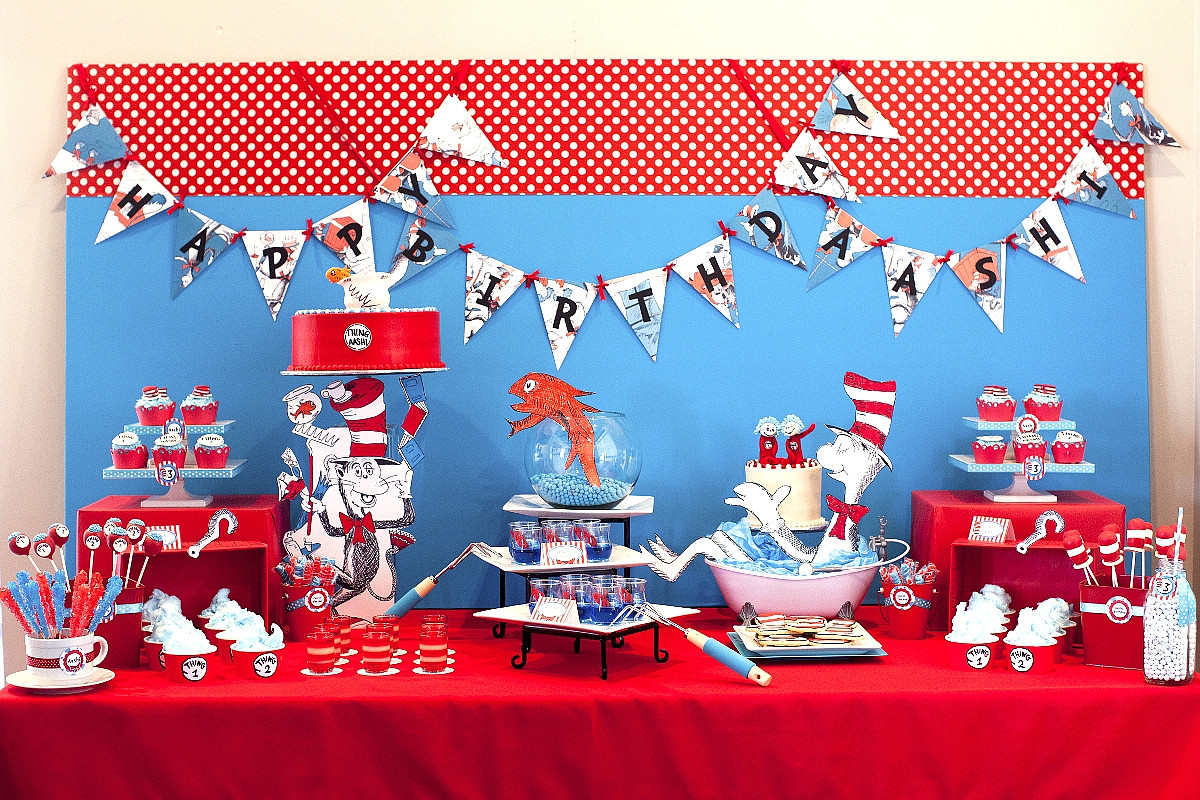 Cat In The Hat Birthday Decorations
 Cat in The Hat Inspired 3rd Birthday Party Party Ideas