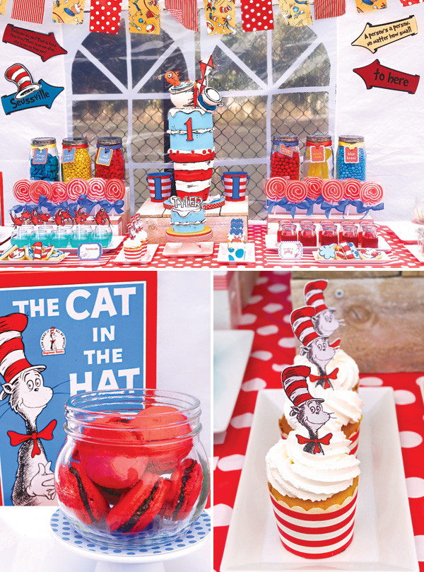 Cat In The Hat Birthday Decorations
 Quirky Dr Seuss Cat in the Hat First Birthday Party
