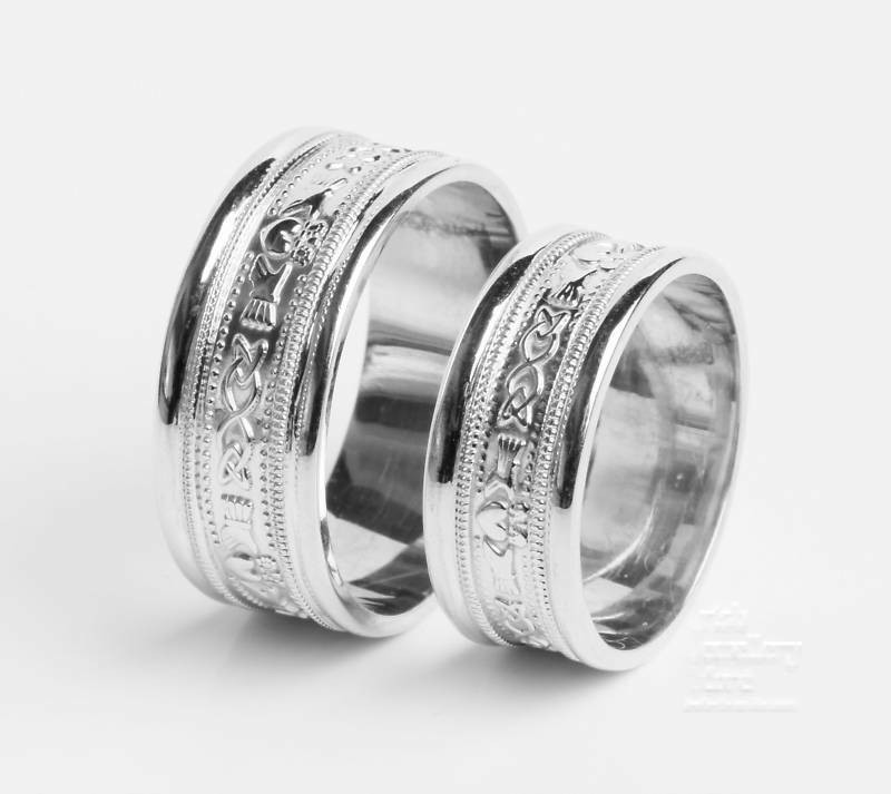 Celtic Wedding Ring Sets
 14k White Gold Irish Handcrafted Celtic Claddagh Wedding