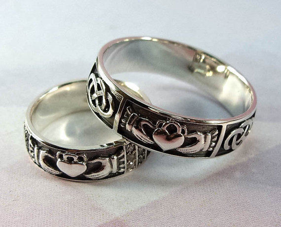 Celtic Wedding Ring Sets
 925 Sterling Silver Wedding Bands Set Claddagh Irish