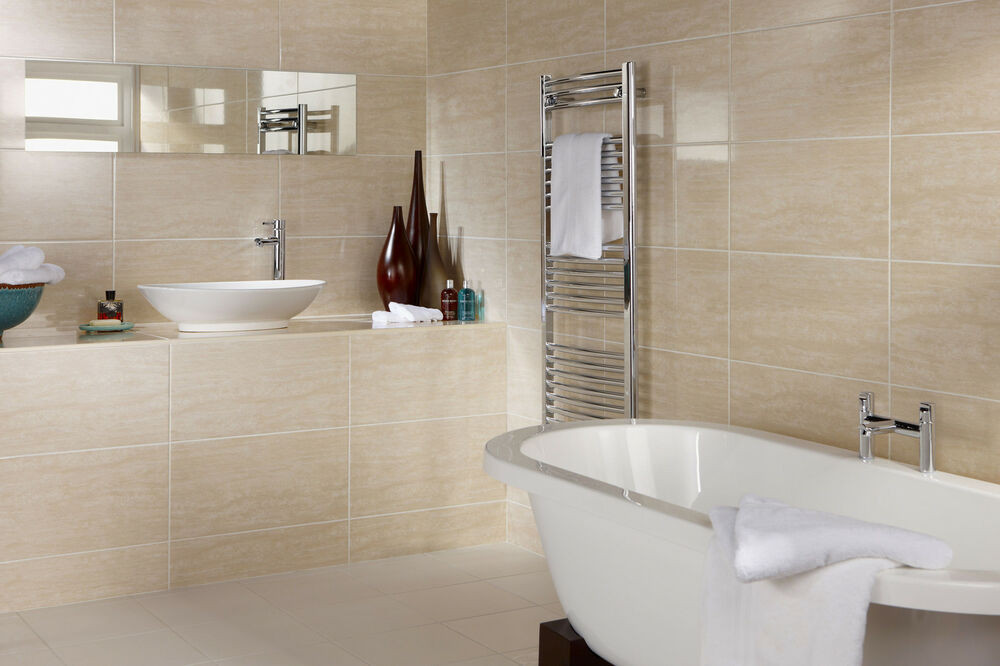 Ceramic Tiles For Bathroom
 BCT Dorchester Travertine Effect Ceramic Bathroom Wall
