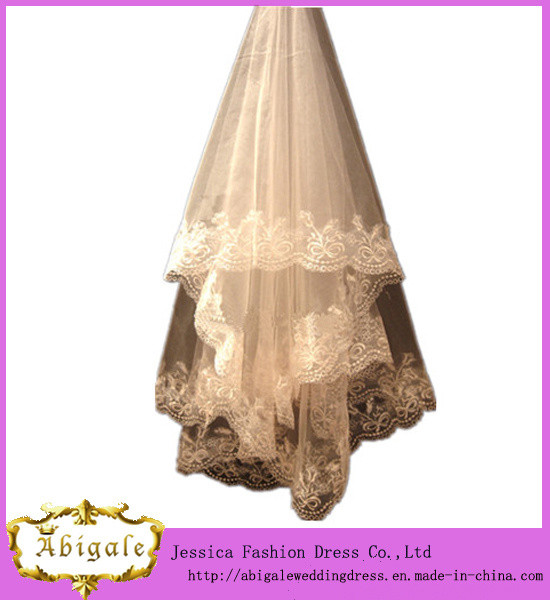 Champagne Wedding Veils
 China Tulle Appliques Champagne Colored Wedding Veils MI