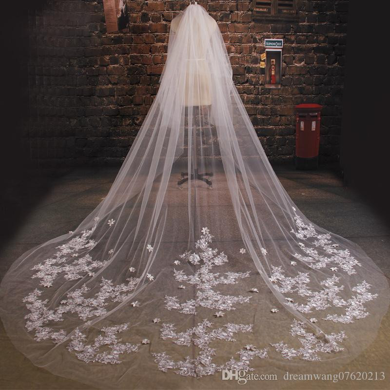 Champagne Wedding Veils
 Long Cathedral Ivory Champagne Bridal Wedding Veil With
