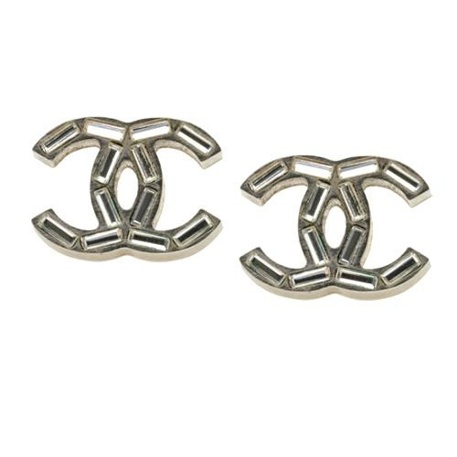 Chanel Cc Logo Earrings
 Chanel Crystal CC Logo Post Earrings