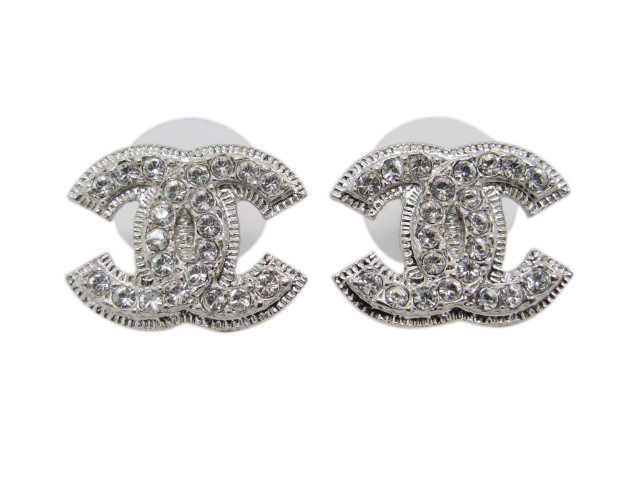 Chanel Cc Logo Earrings
 Chanel Double CC Logo Crystal Stud Earrings A