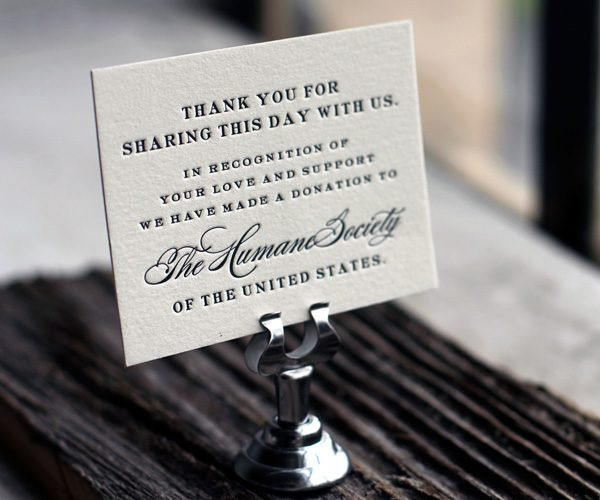 Charity Wedding Favors
 Spread a Little Love with World Minded Letterpress Favor