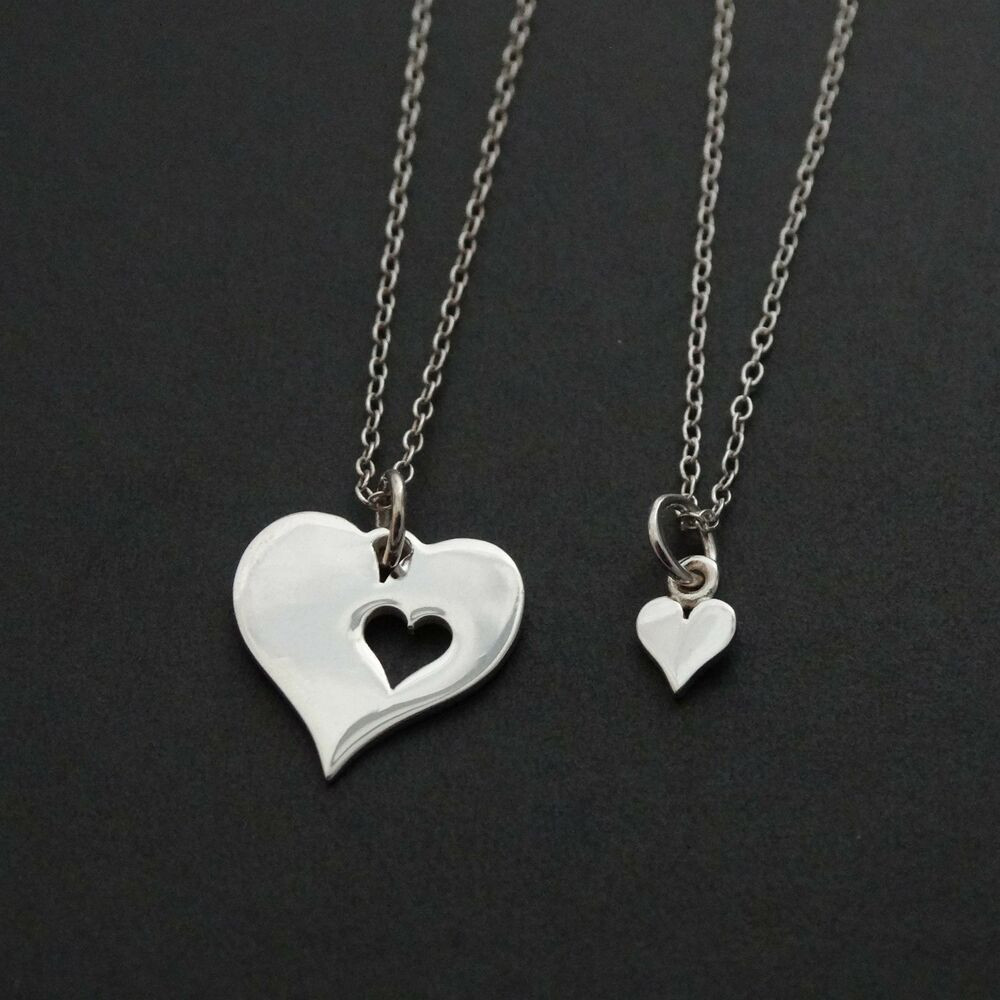 Charm Necklace For Mom
 Mother Daughter Two Hearts Necklace 925 Sterling Silver