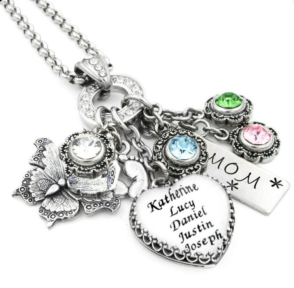 Charm Necklace For Mom
 Heart Mom Jewelry Personalized Mom Necklace by
