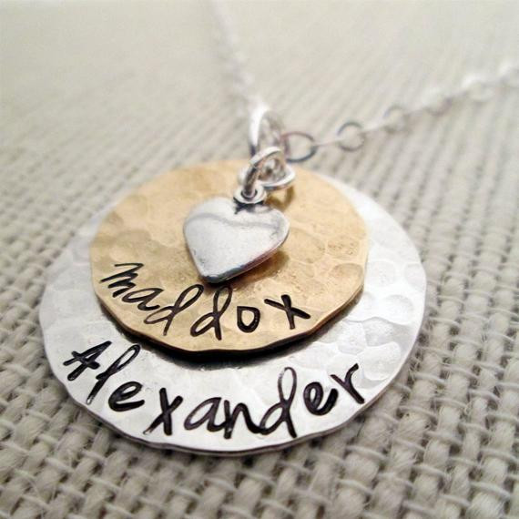 Charm Necklace For Mom
 Layered Love Mom Necklace hand stamped necklace