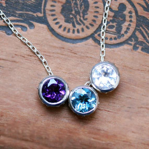 Charm Necklace For Mom
 Birthstone bezel necklace for mom unique mothers necklace