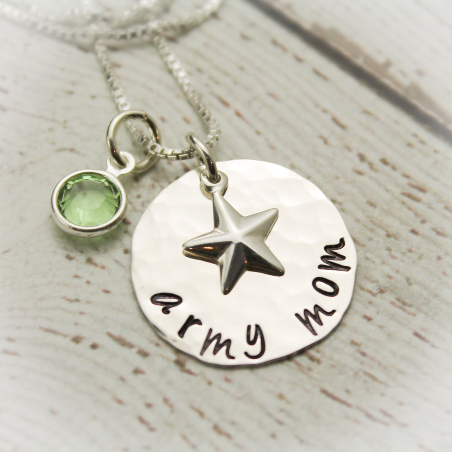 Charm Necklace For Mom
 Army Mom Necklace in Sterling Silver with Star Charm and