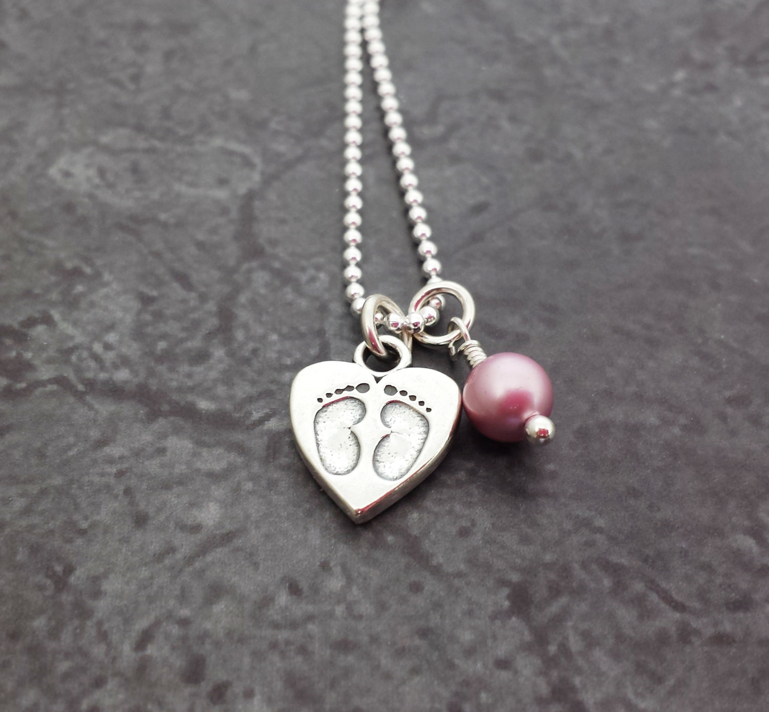 Charm Necklace For Mom
 New Mom Necklace Expectant Mother Baby Feet Heart Charm