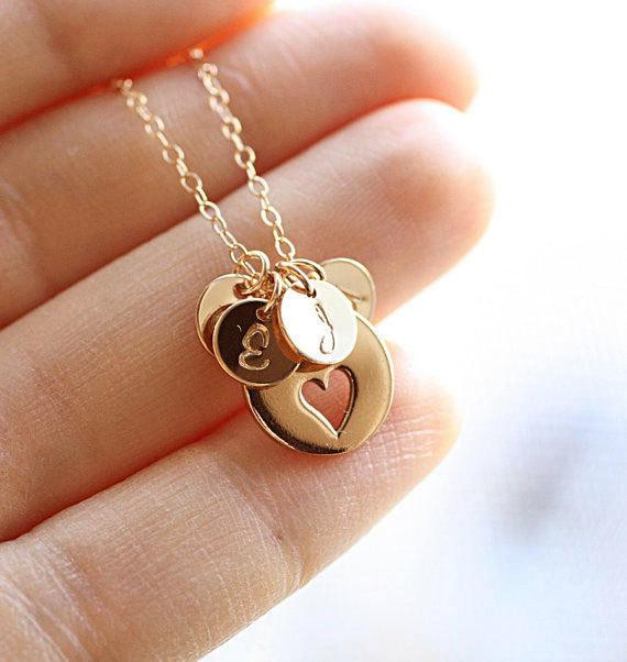 Charm Necklace For Mom
 Personalized Mother s Necklace Four Gold Initial Charms