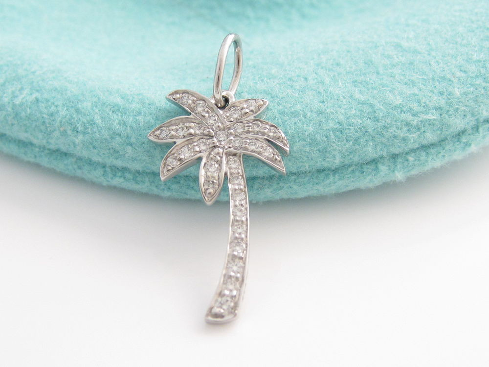 Charms For Necklaces
 Tiffany & Co NEW MINT Platinum Diamond Palm Tree Charm 4