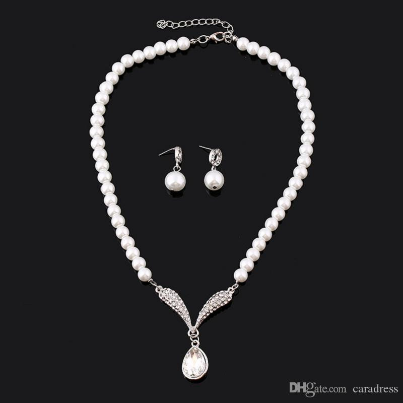 Cheap Bridal Jewelry Sets
 2017 Cheap Bridal Pearl Necklace White Jewelry Crystal