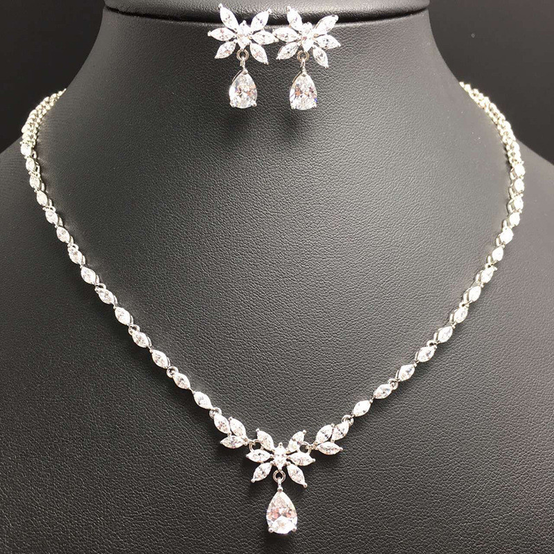 Cheap Bridal Jewelry Sets
 wholesale Bridal Jewelry Sets Crystal CZ Flower Bridal