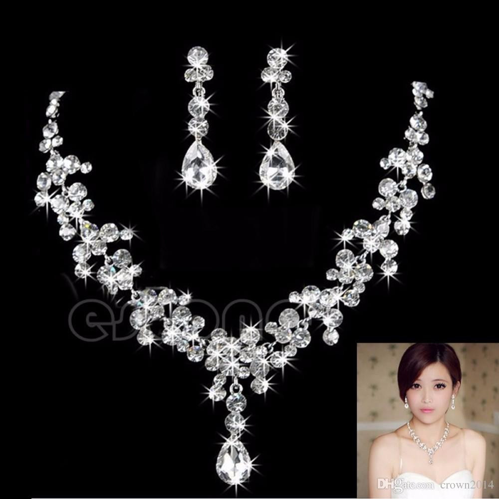 Cheap Bridal Jewelry Sets
 2017 Hot Women Fashion Bridal Rhinestone Crystal Drop