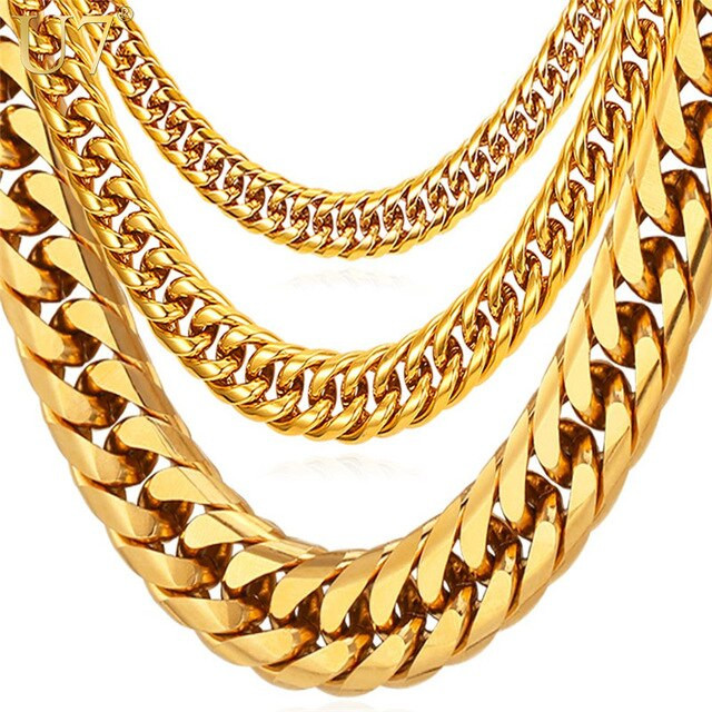 Cheap Gold Necklaces
 U7 Men s Miami Cuban Link Chain Hip Hop Gold Jewelry