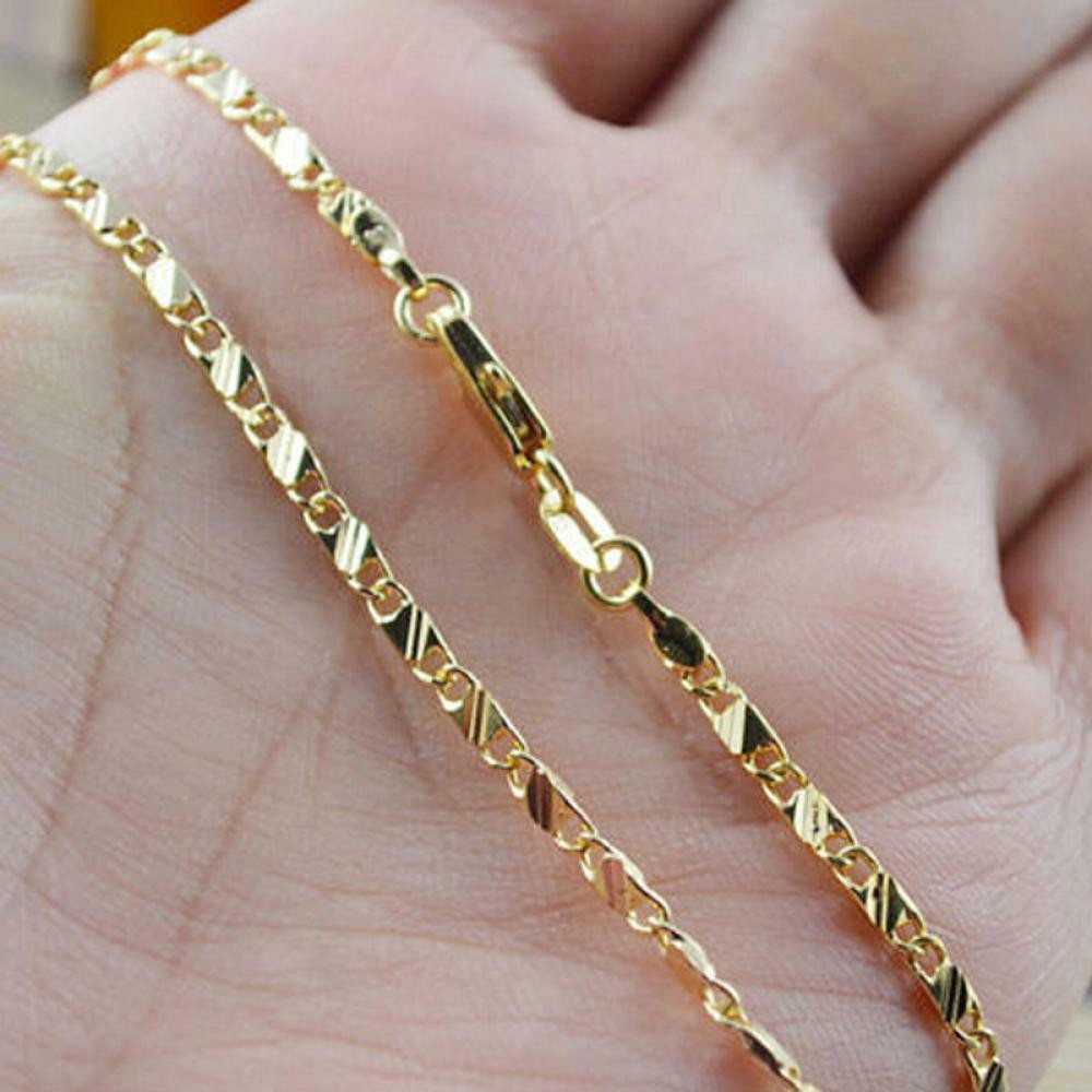 Cheap Gold Necklaces
 Men Women Wholesale 16 30 Inches Jewelry 18K Yellow Gold