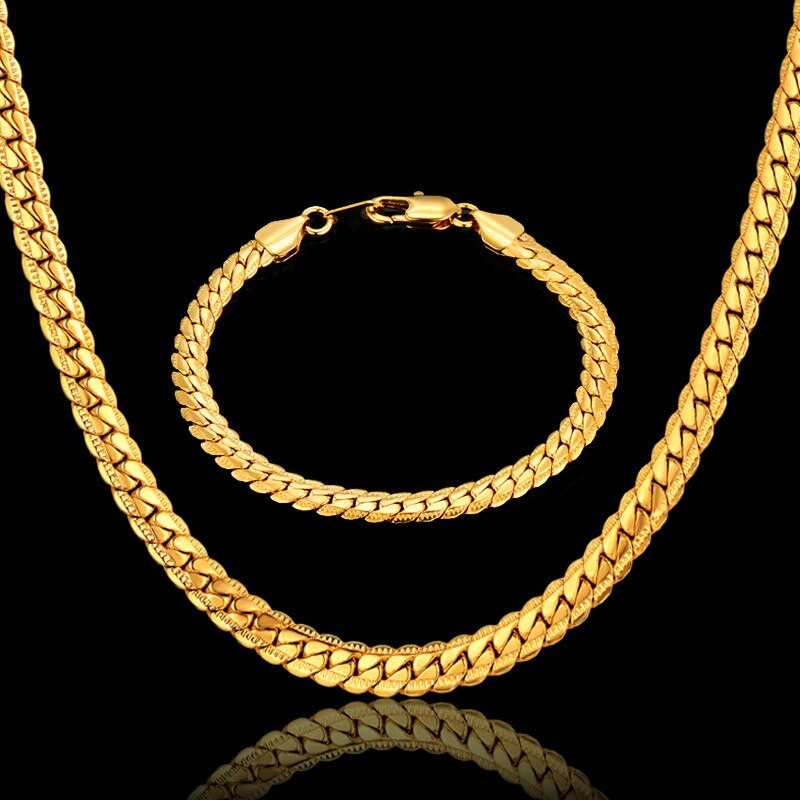 Cheap Gold Necklaces
 Cheap Fashion Party Jewelry Sets 4 size American Chain Men
