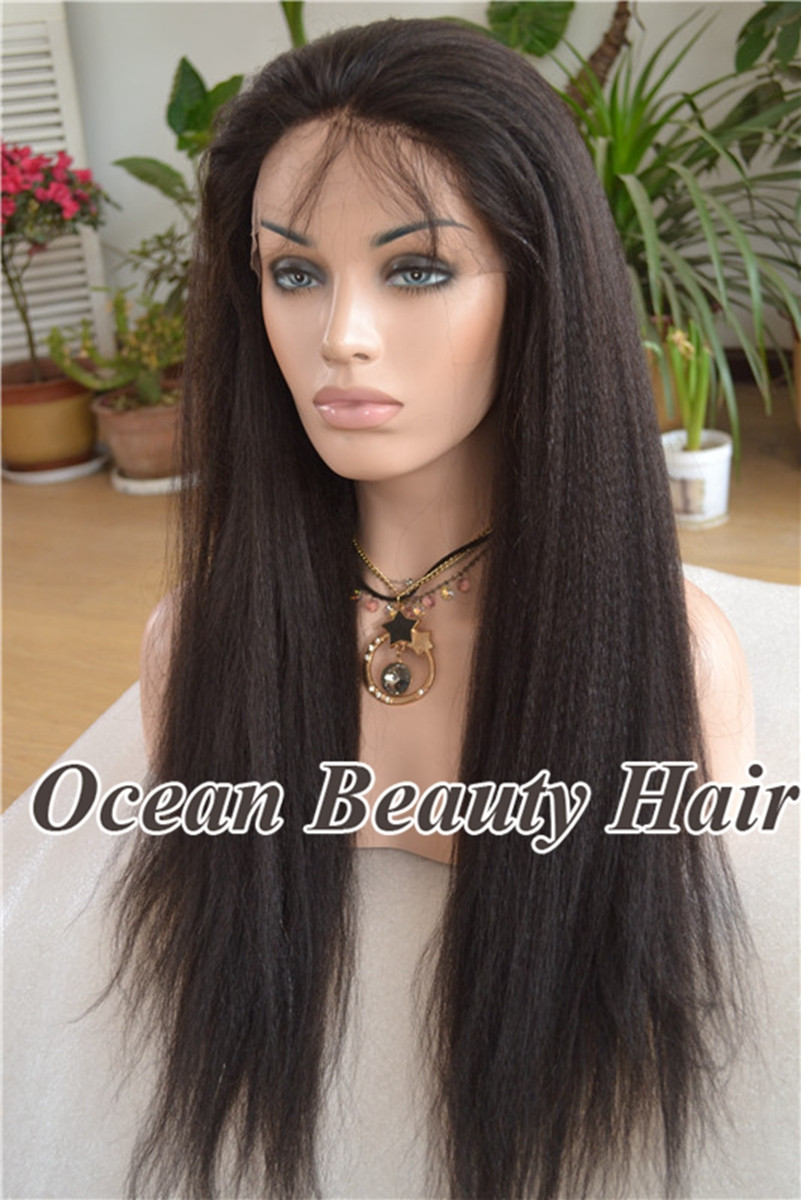 Cheap Human Lace Front Wigs With Baby Hair
 Cheap Italian Yaki Full Lace Human Hair Wigs With Baby