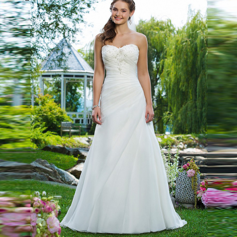 Cheap Lace Wedding Dress
 Beautiful Cheap Garden Wedding Dresses A line Organza Hot