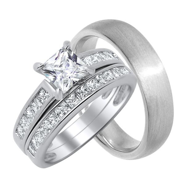 Cheap Wedding Bands For Him And Her
 Matching His Her Trio Wedding Ring Set Looks Real Not